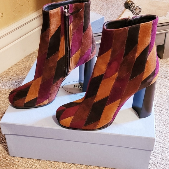 Prada Patchwork Suede Ankle Boots. - Picture 8 of 16